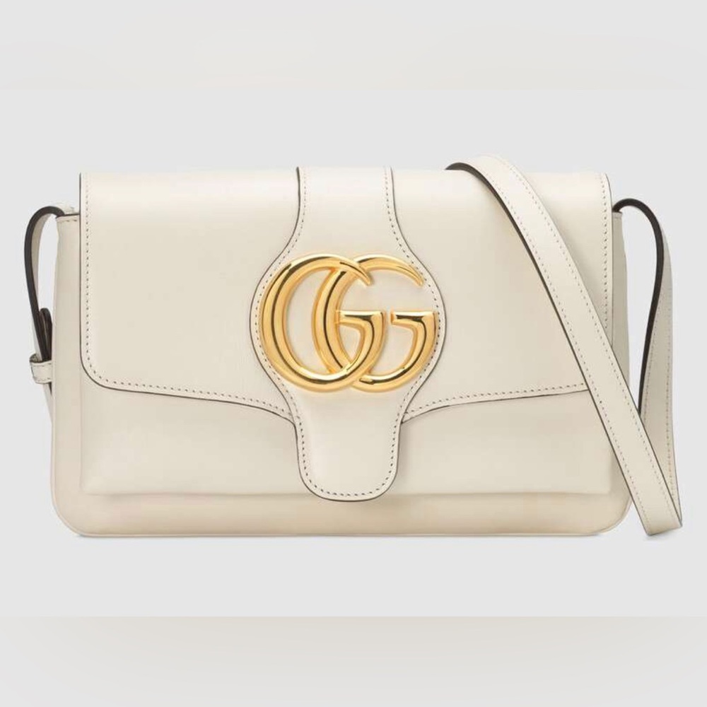 Nwot Gucci Calfskin Small Arli Flap Shoulder Bag Mystic White